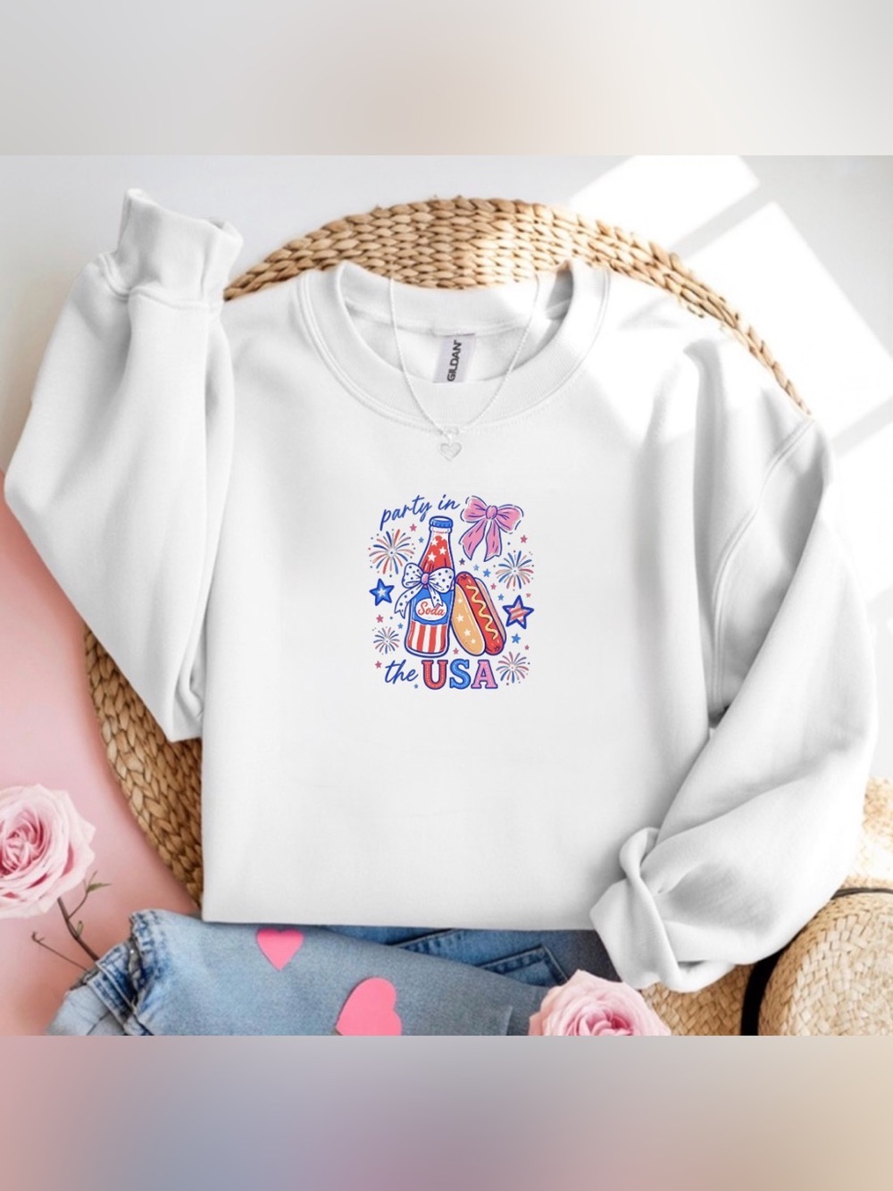 Party In The USA Patriotic Sweatshirt Cute Fourth of July Crewneck